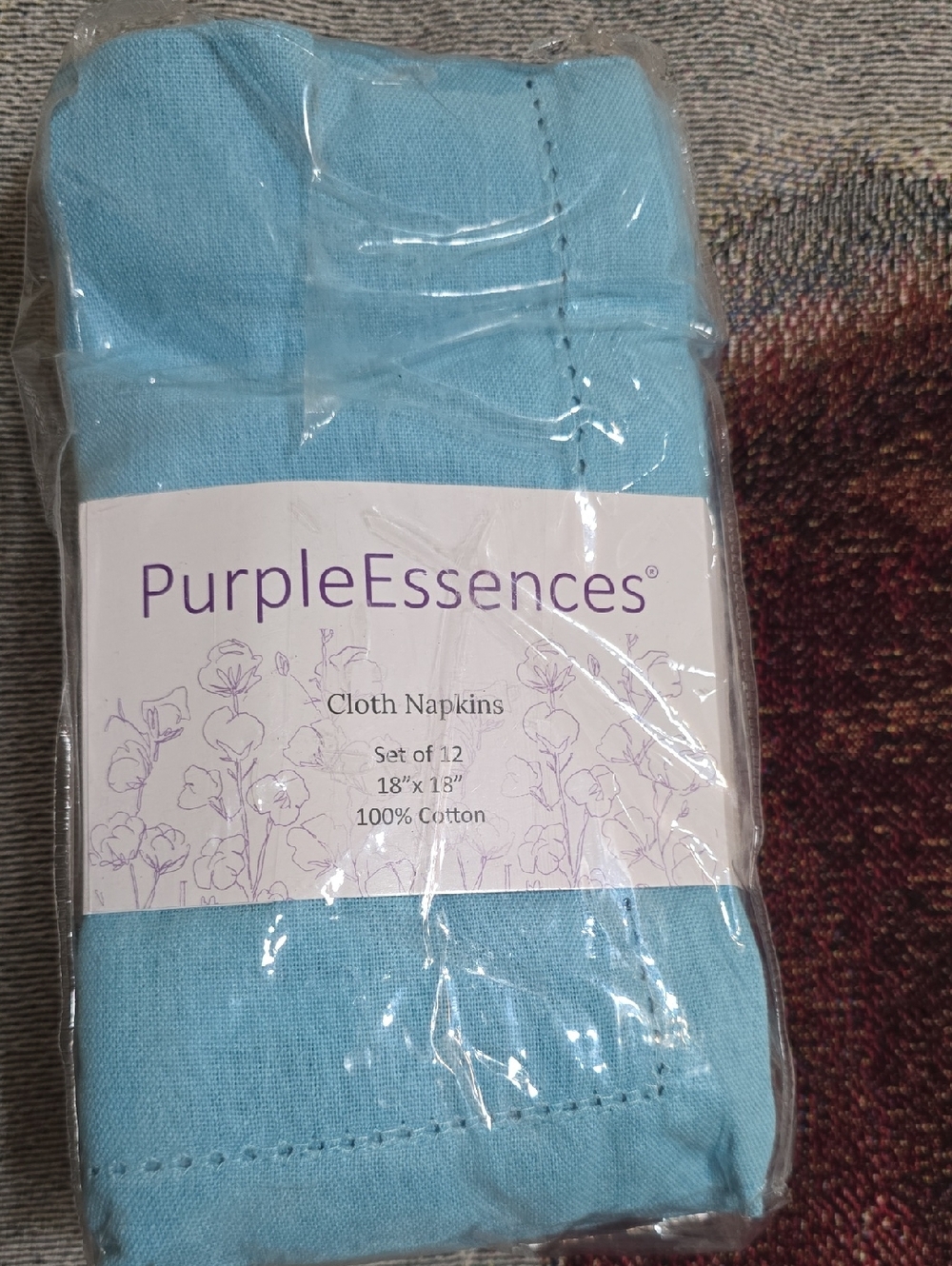 PurpleEssences Light Blue Cotton Cloth Napkins - Set of 12